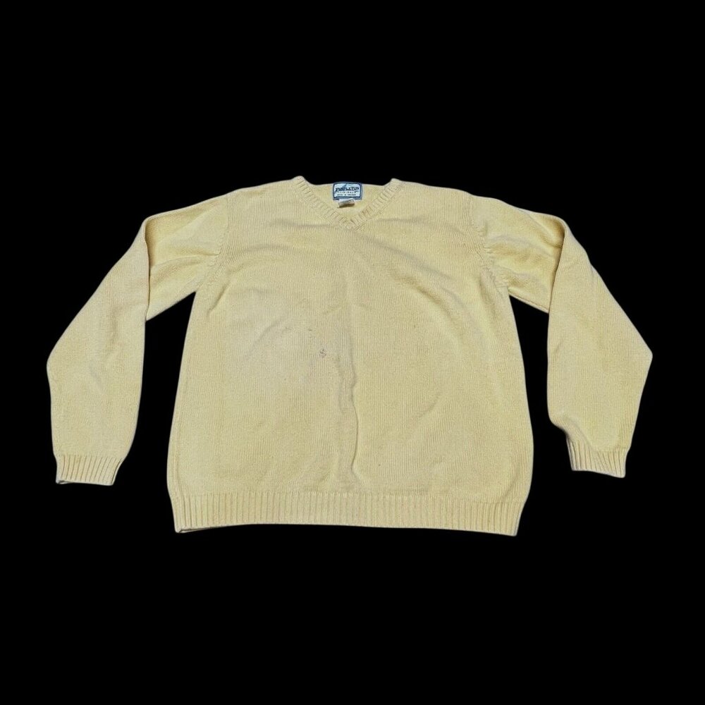 Pendleton Originals Sweater Yellow Medium Vintage Mens Ribbed V neck Cotton READ